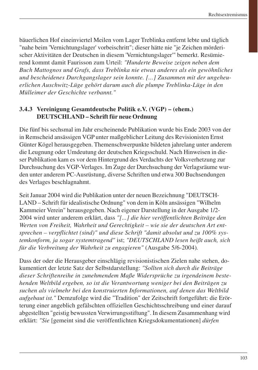 Seite 105 des Verfassungsschutzbericht 2004 Nordrhein-Westfalen