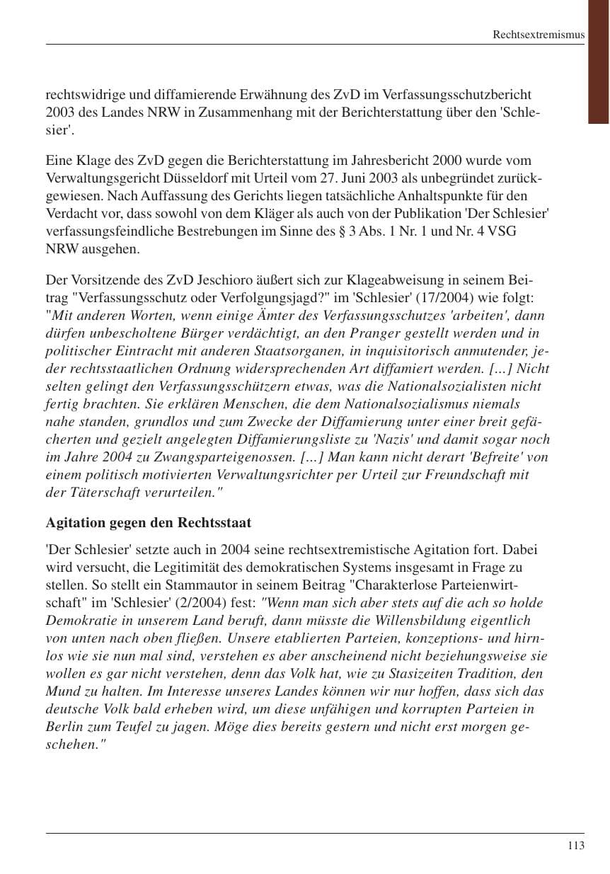 Seite 115 des Verfassungsschutzbericht 2004 Nordrhein-Westfalen