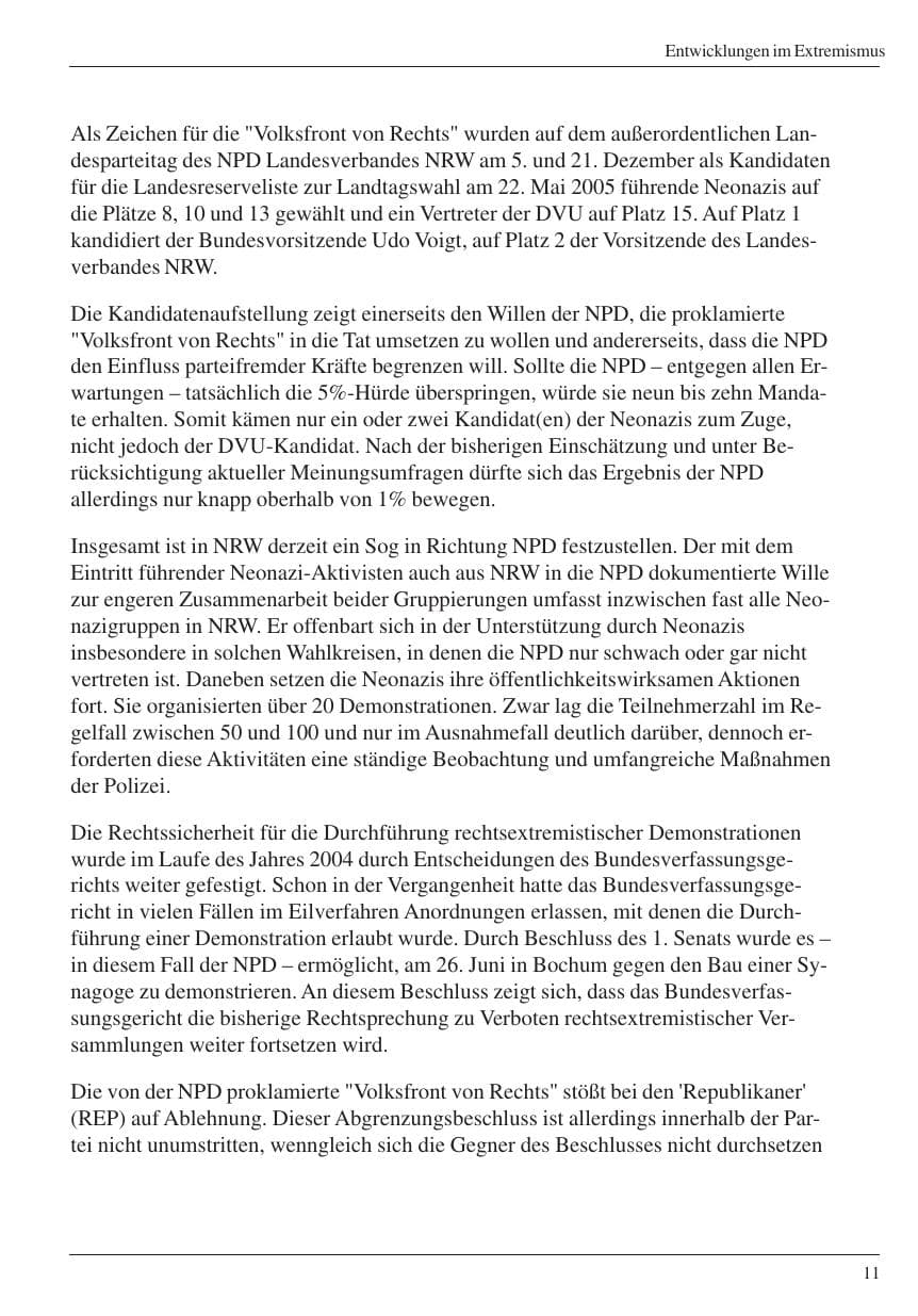 Seite 13 des Verfassungsschutzbericht 2004 Nordrhein-Westfalen