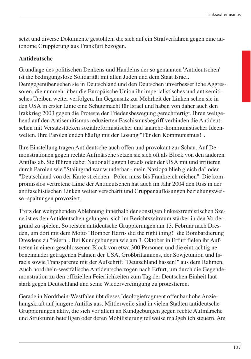Seite 139 des Verfassungsschutzbericht 2004 Nordrhein-Westfalen