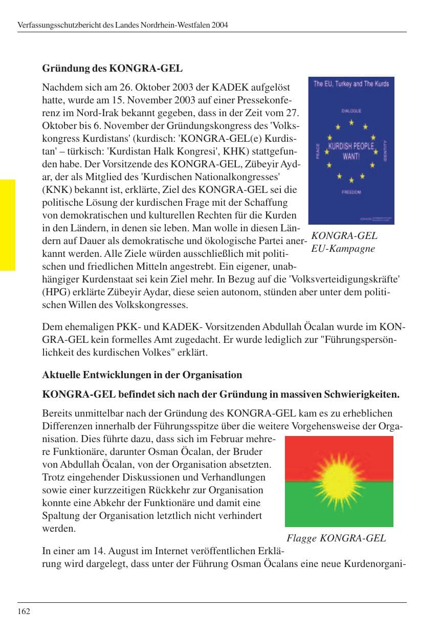 Seite 164 des Verfassungsschutzbericht 2004 Nordrhein-Westfalen