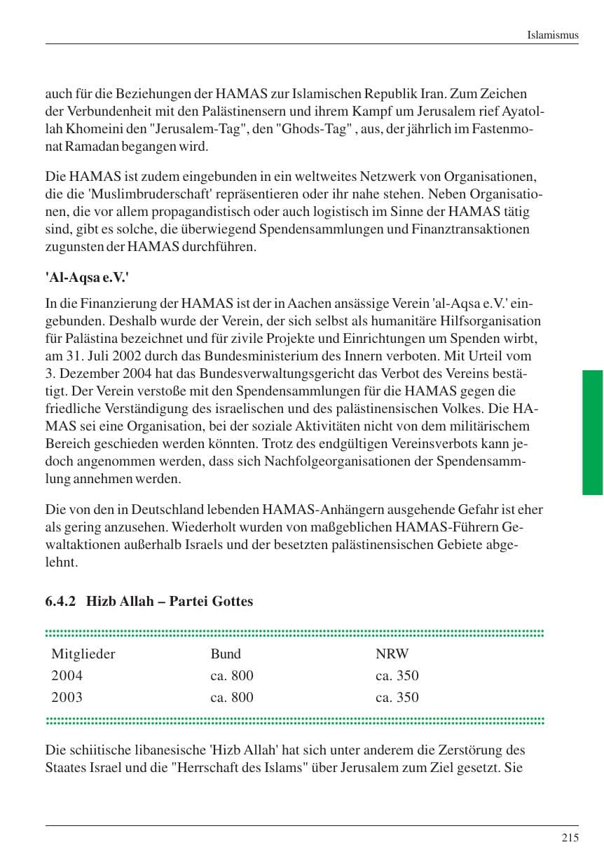 Seite 217 des Verfassungsschutzbericht 2004 Nordrhein-Westfalen