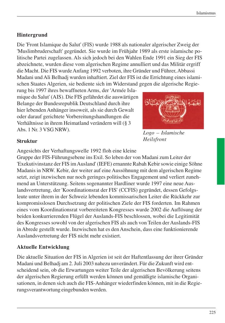Seite 227 des Verfassungsschutzbericht 2004 Nordrhein-Westfalen