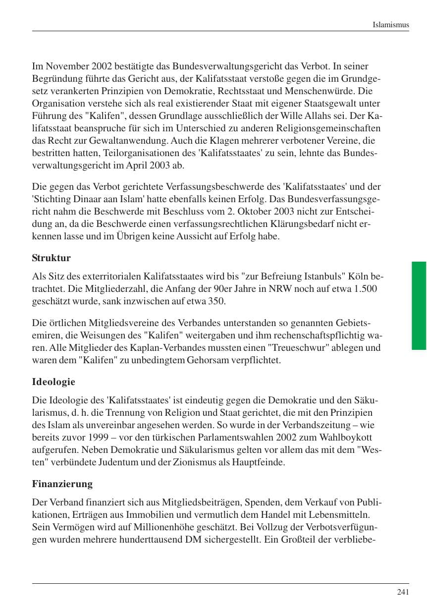 Seite 243 des Verfassungsschutzbericht 2004 Nordrhein-Westfalen
