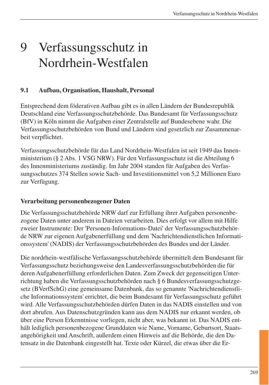 Seite 271 des Verfassungsschutzbericht 2004 Nordrhein-Westfalen