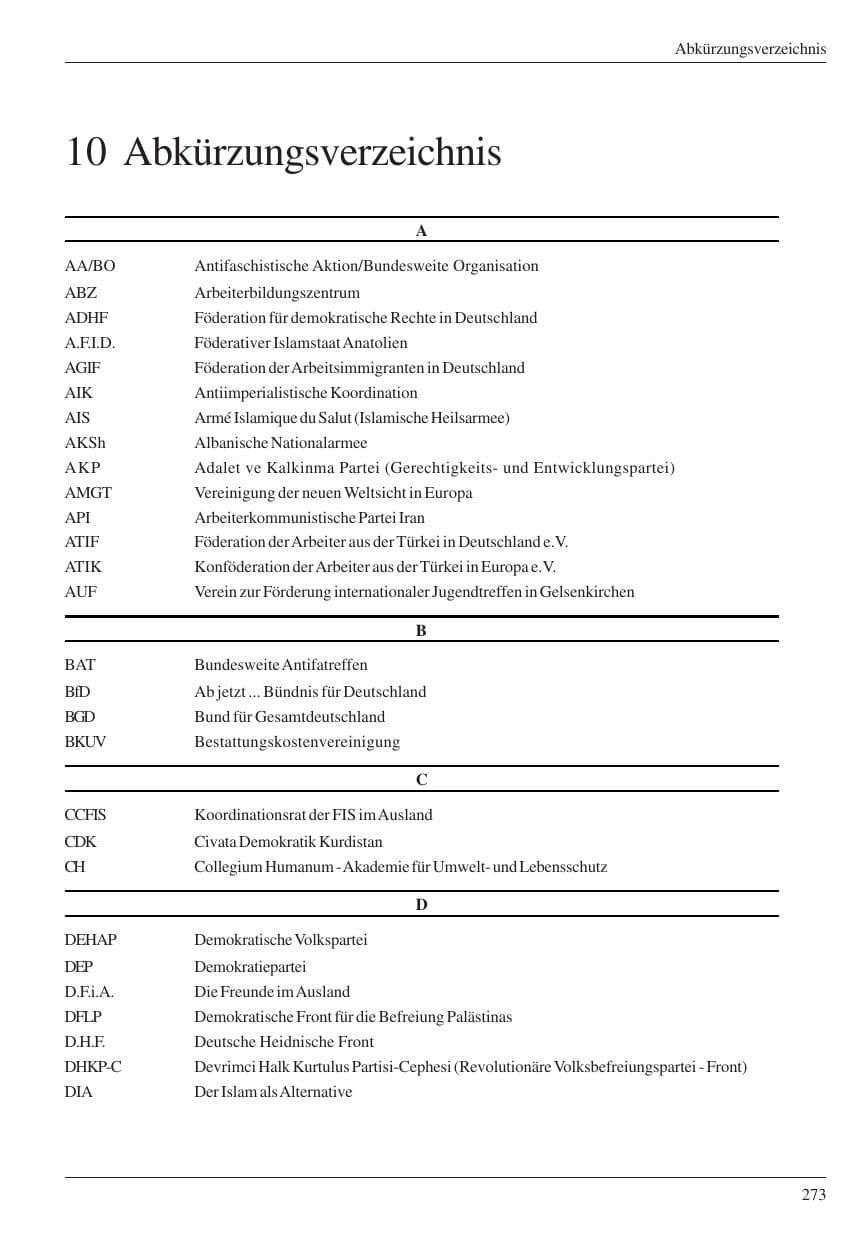 Seite 275 des Verfassungsschutzbericht 2004 Nordrhein-Westfalen