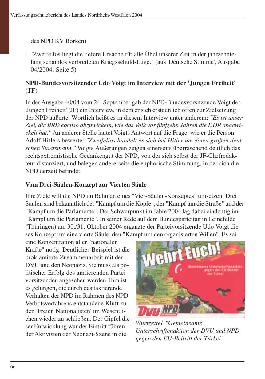 Seite 68 des Verfassungsschutzbericht 2004 Nordrhein-Westfalen
