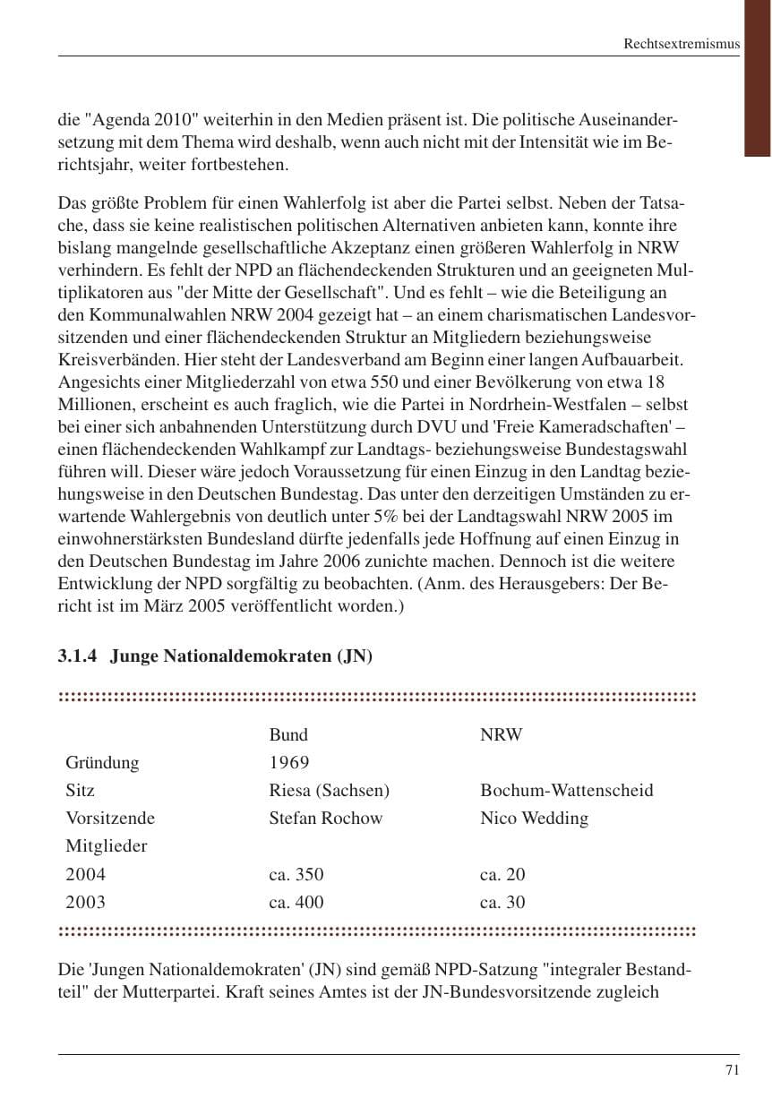 Seite 73 des Verfassungsschutzbericht 2004 Nordrhein-Westfalen