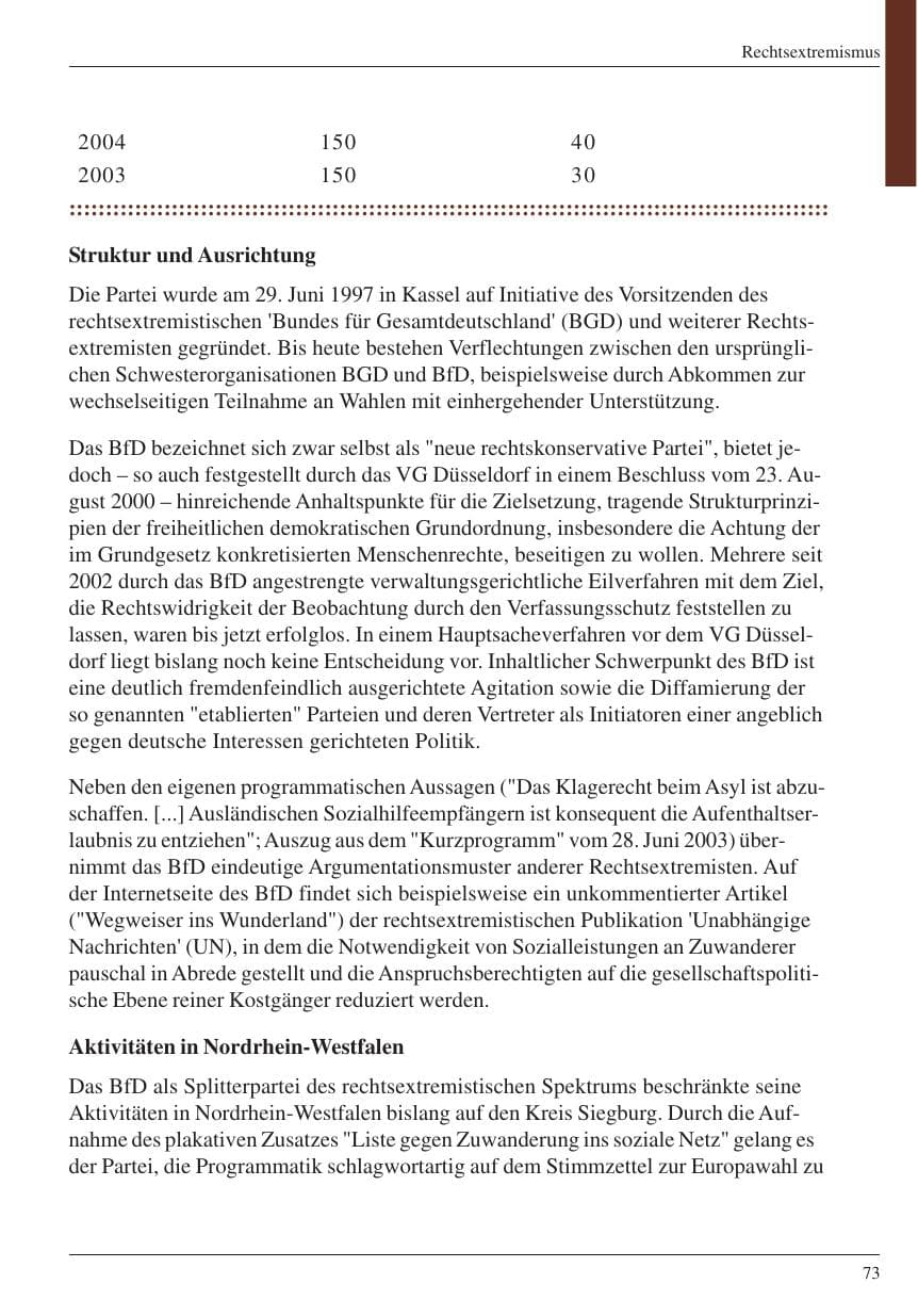 Seite 75 des Verfassungsschutzbericht 2004 Nordrhein-Westfalen