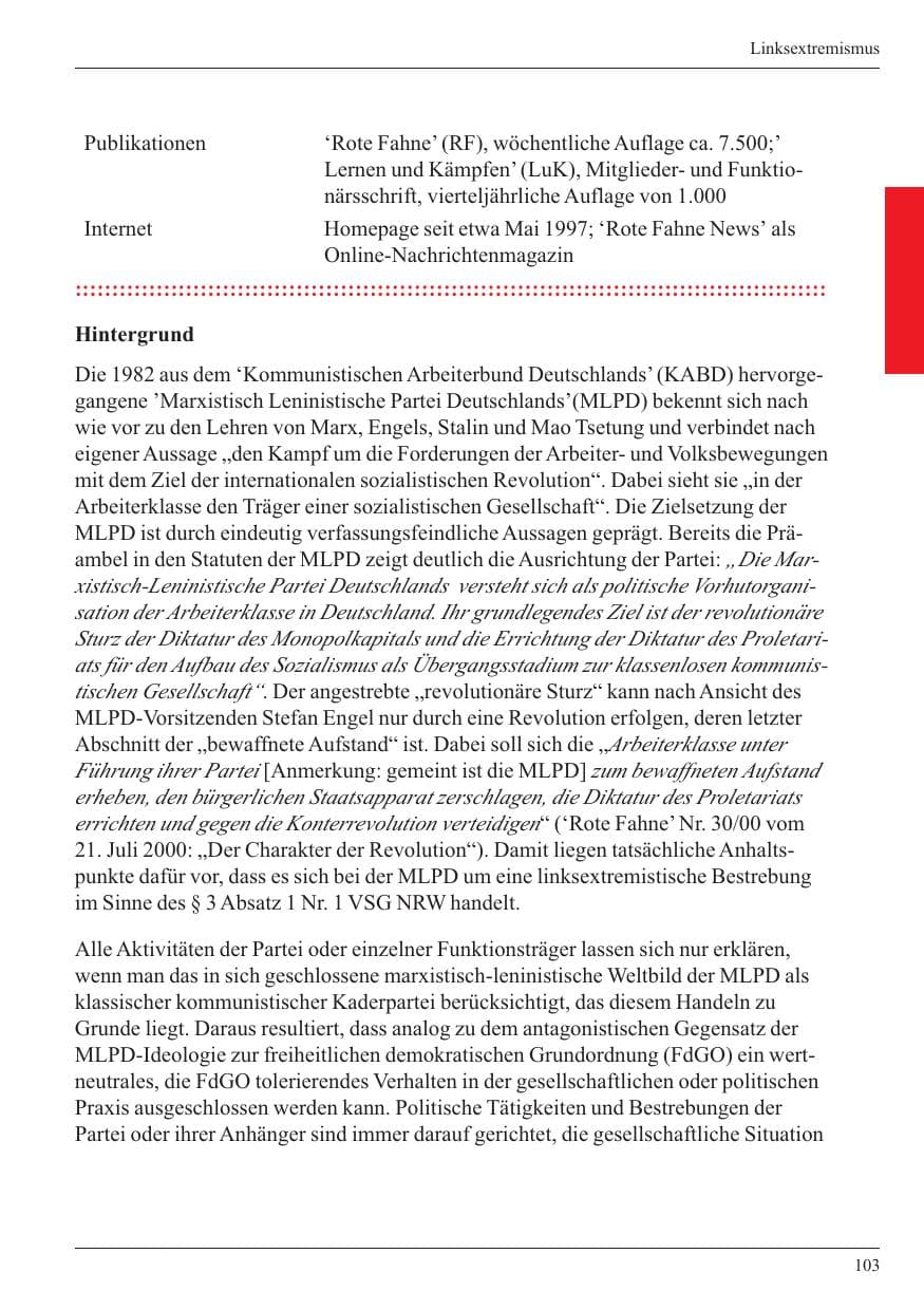 Seite 105 des Verfassungsschutzbericht 2005 Nordrhein-Westfalen