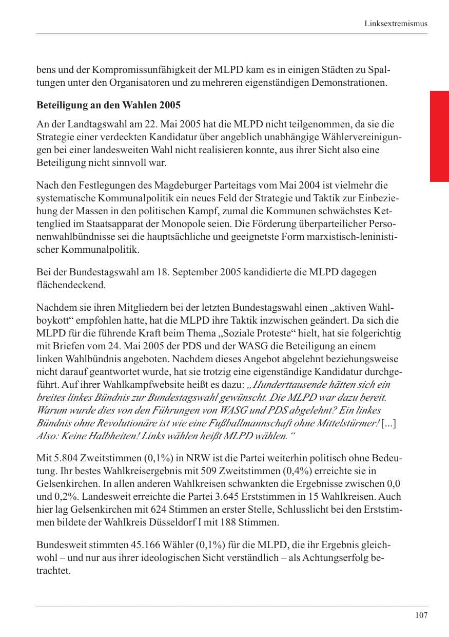 Seite 109 des Verfassungsschutzbericht 2005 Nordrhein-Westfalen