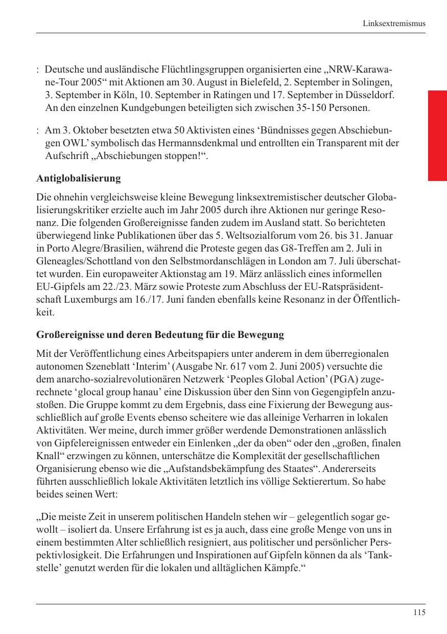 Seite 117 des Verfassungsschutzbericht 2005 Nordrhein-Westfalen