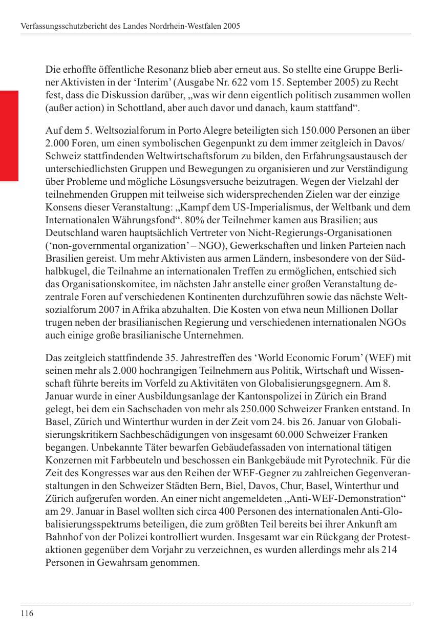 Seite 118 des Verfassungsschutzbericht 2005 Nordrhein-Westfalen