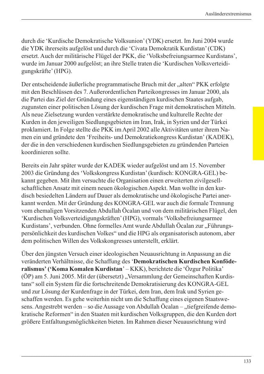 Seite 135 des Verfassungsschutzbericht 2005 Nordrhein-Westfalen