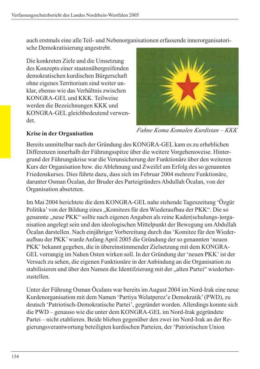 Seite 136 des Verfassungsschutzbericht 2005 Nordrhein-Westfalen