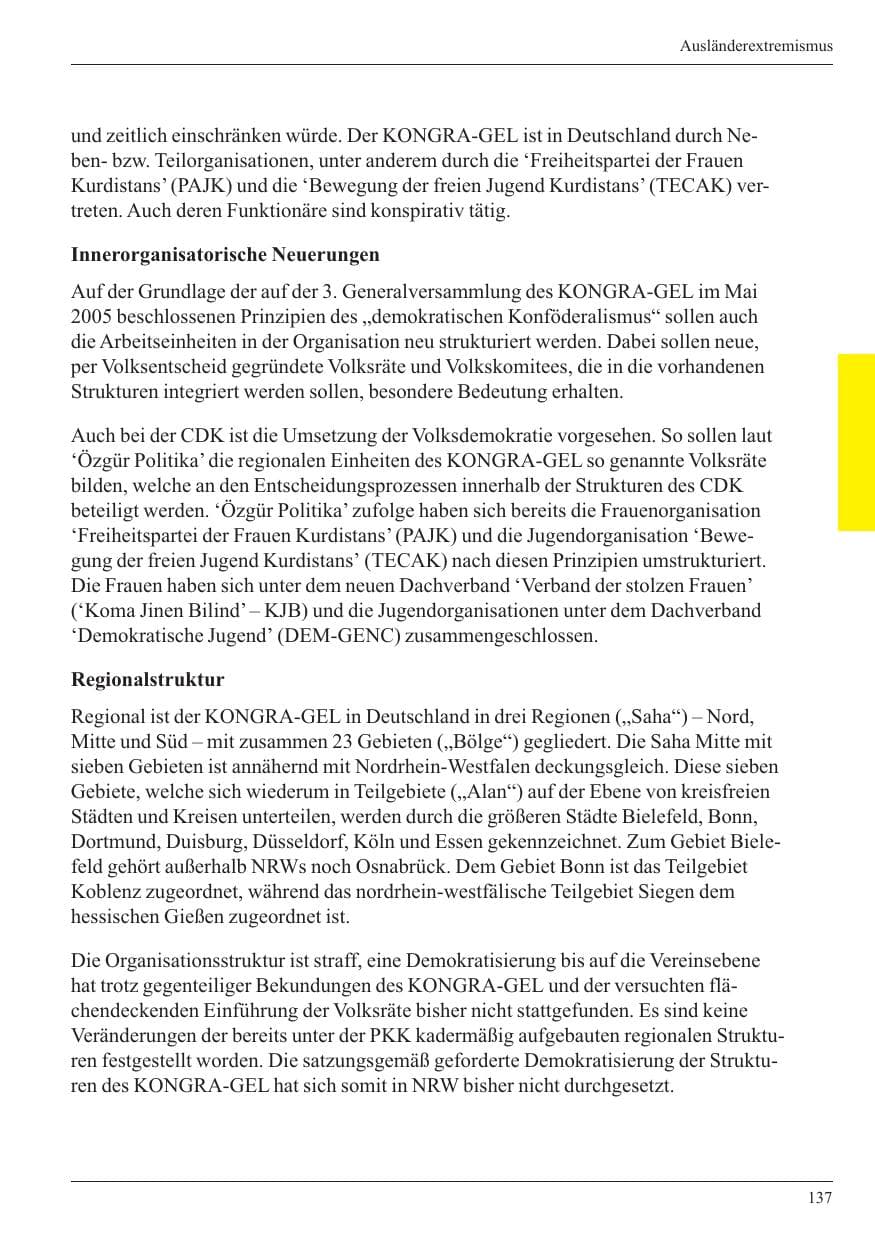 Seite 139 des Verfassungsschutzbericht 2005 Nordrhein-Westfalen