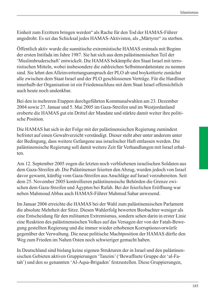 Seite 187 des Verfassungsschutzbericht 2005 Nordrhein-Westfalen