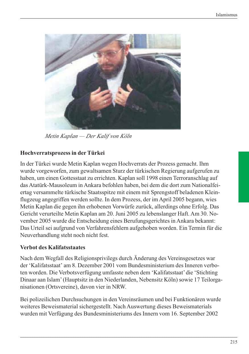 Seite 217 des Verfassungsschutzbericht 2005 Nordrhein-Westfalen