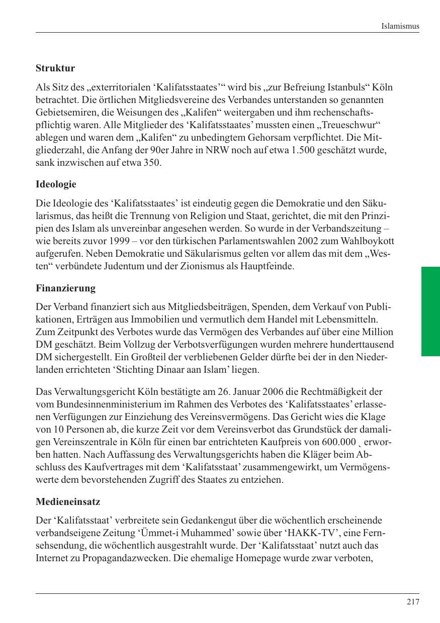 Seite 219 des Verfassungsschutzbericht 2005 Nordrhein-Westfalen