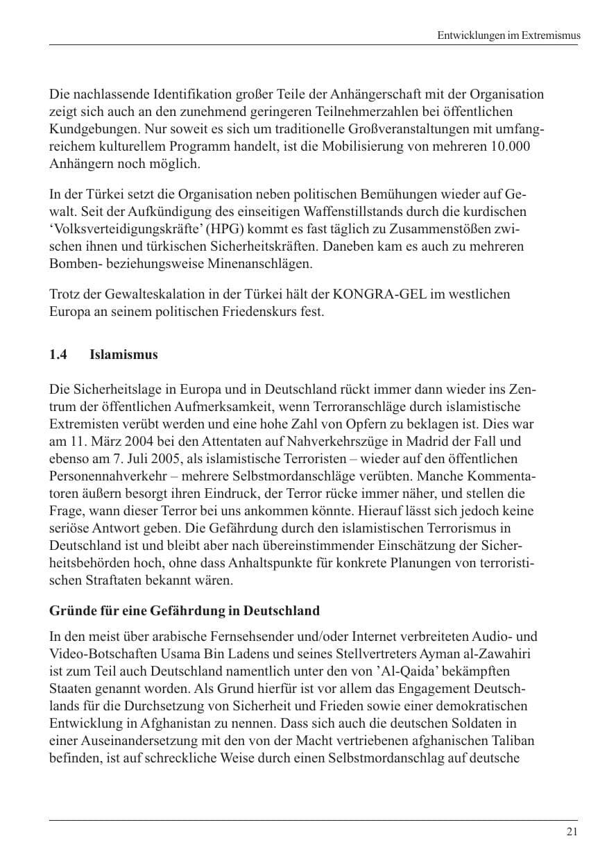 Seite 23 des Verfassungsschutzbericht 2005 Nordrhein-Westfalen