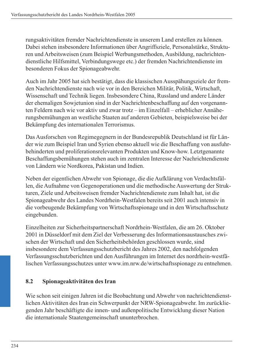Seite 236 des Verfassungsschutzbericht 2005 Nordrhein-Westfalen