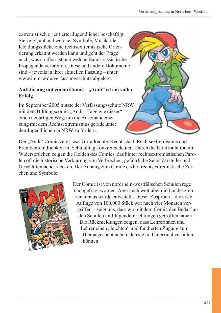 Seite 251 des Verfassungsschutzbericht 2005 Nordrhein-Westfalen