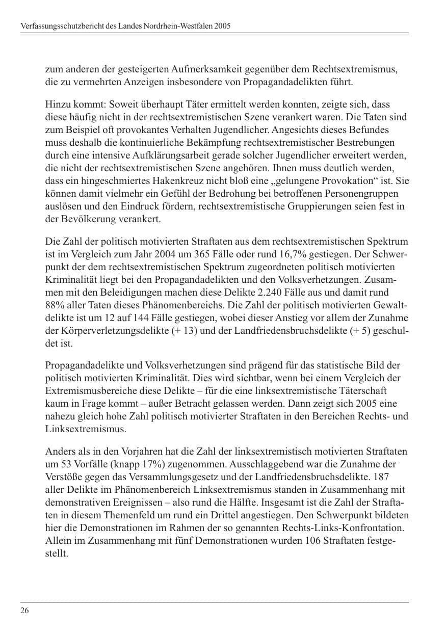 Seite 28 des Verfassungsschutzbericht 2005 Nordrhein-Westfalen