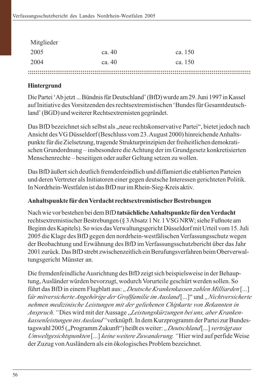 Seite 58 des Verfassungsschutzbericht 2005 Nordrhein-Westfalen