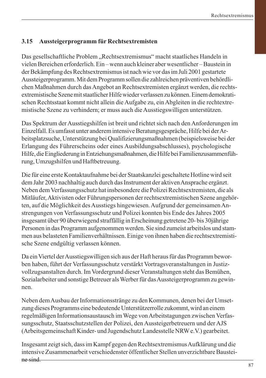 Seite 89 des Verfassungsschutzbericht 2005 Nordrhein-Westfalen