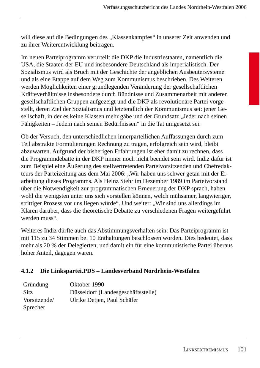 Seite 103 des Verfassungsschutzbericht 2006 Nordrhein-Westfalen