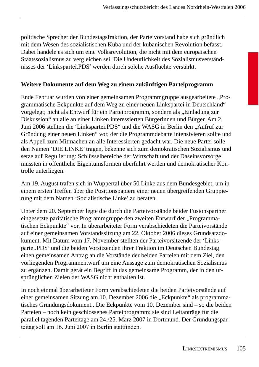 Seite 107 des Verfassungsschutzbericht 2006 Nordrhein-Westfalen