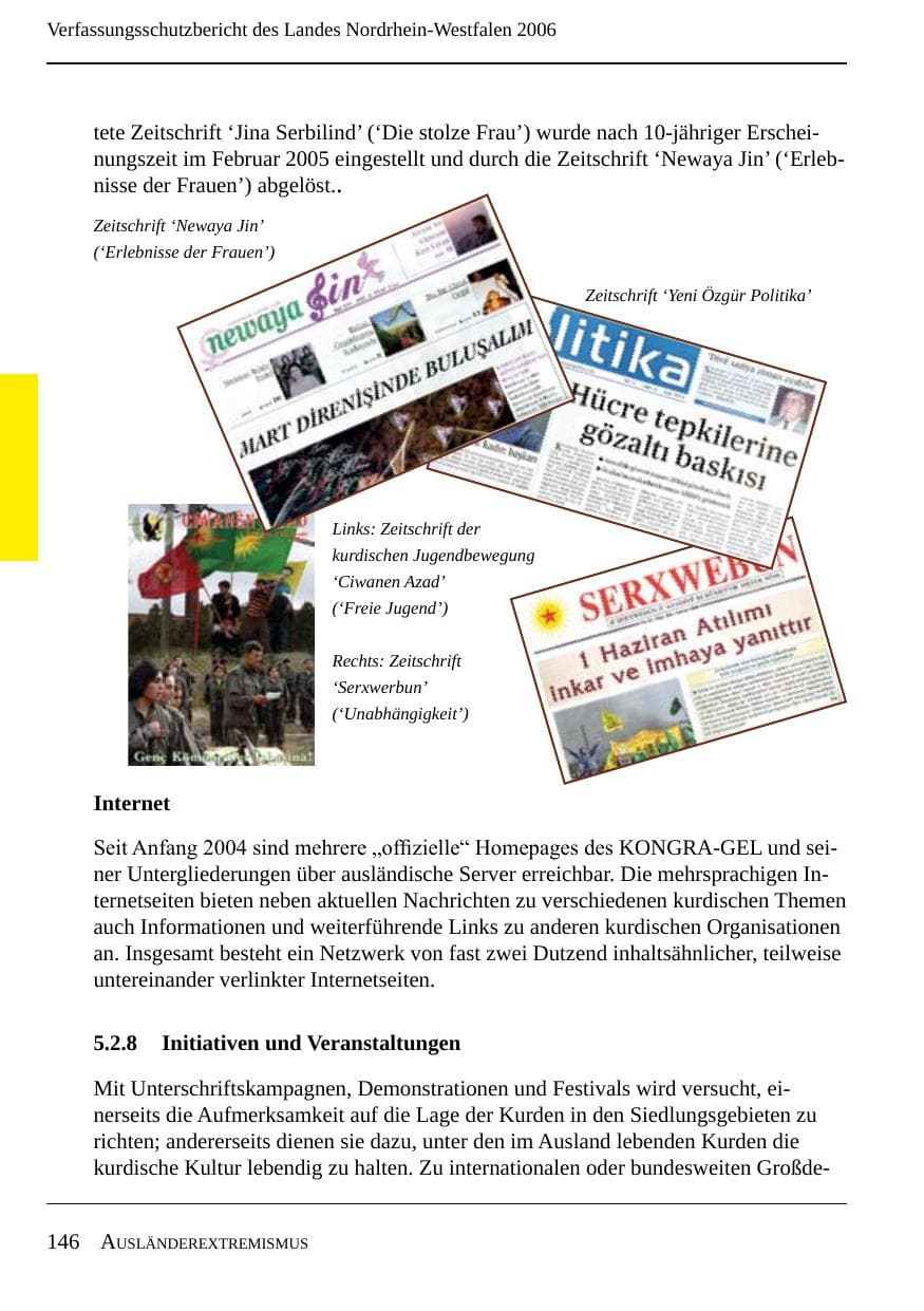 Seite 148 des Verfassungsschutzbericht 2006 Nordrhein-Westfalen