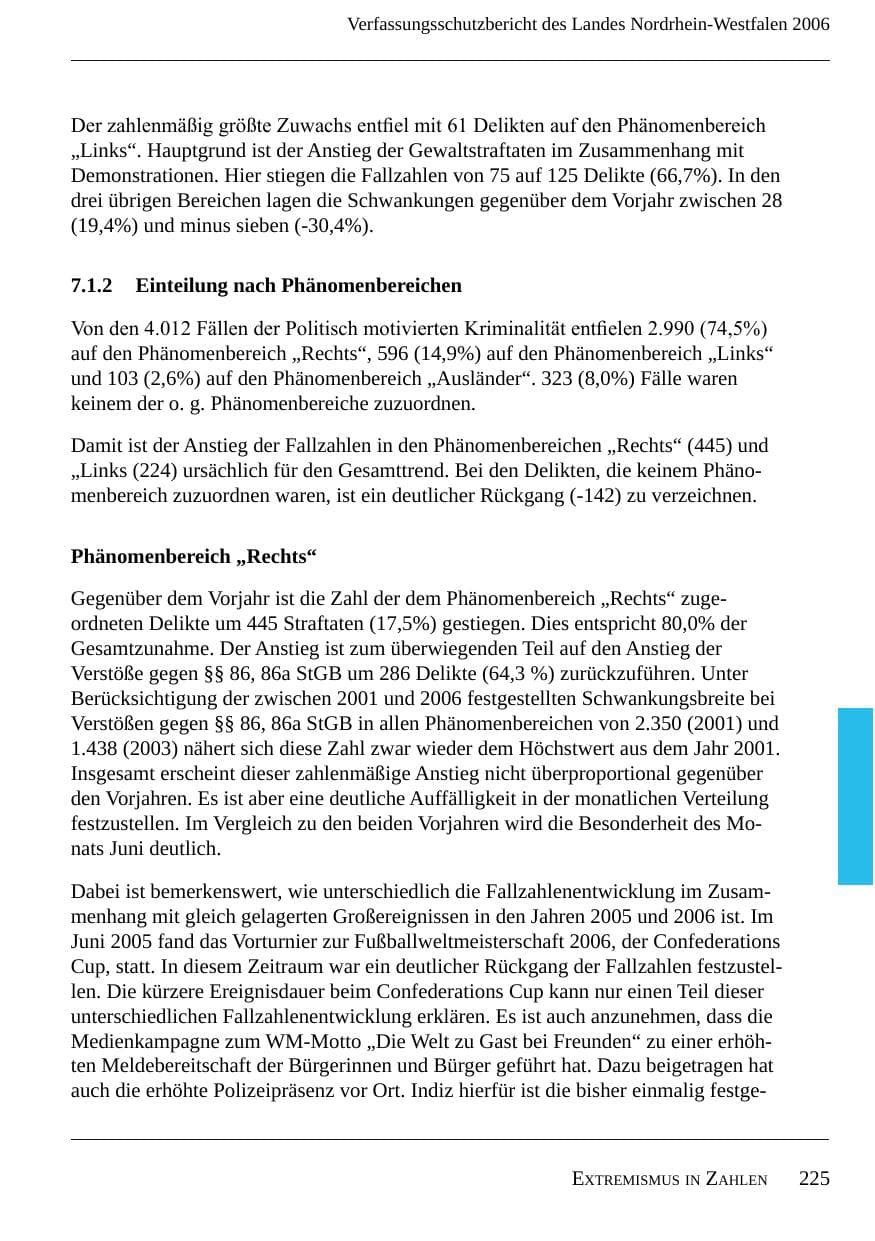 Seite 227 des Verfassungsschutzbericht 2006 Nordrhein-Westfalen