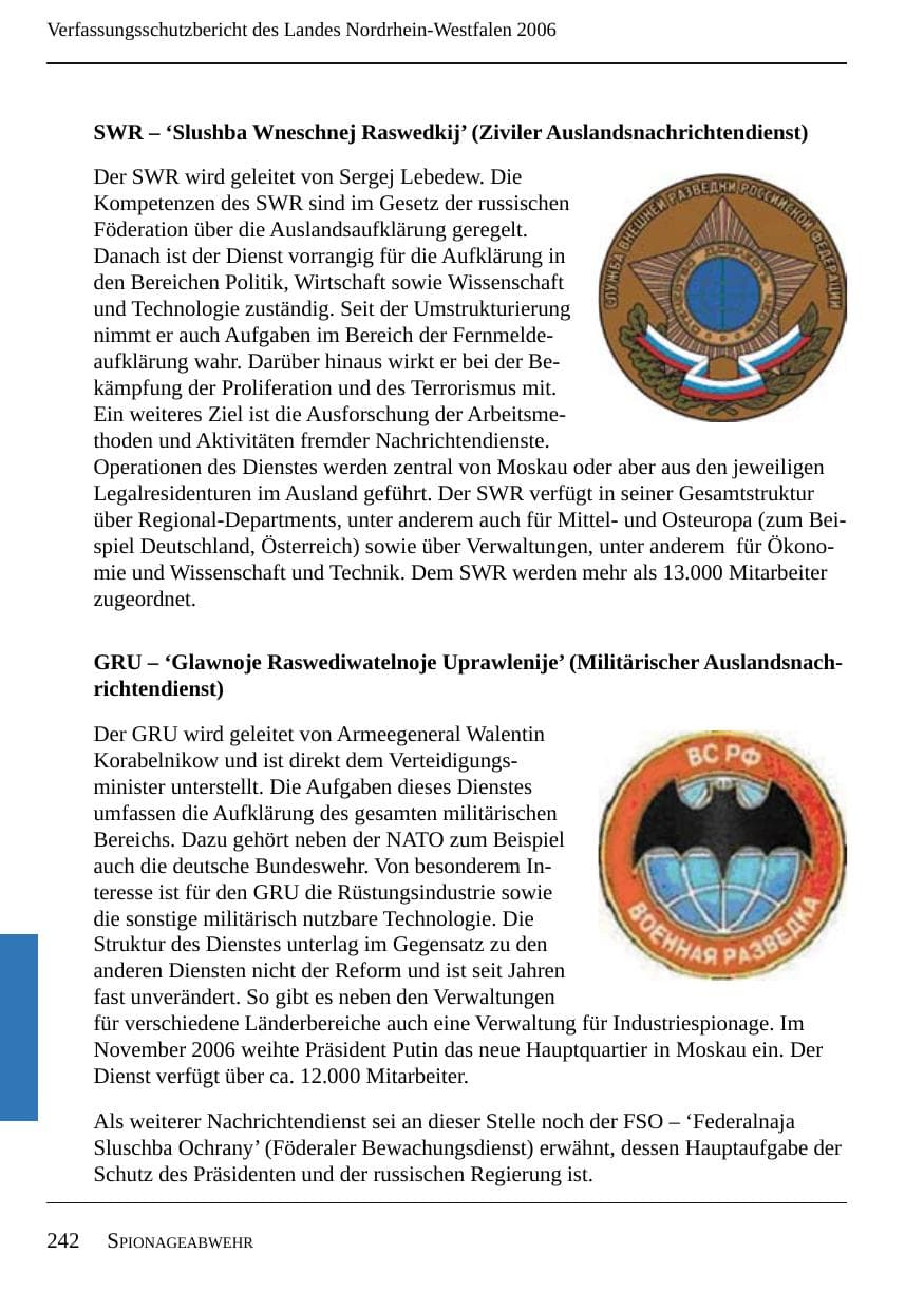 Seite 244 des Verfassungsschutzbericht 2006 Nordrhein-Westfalen