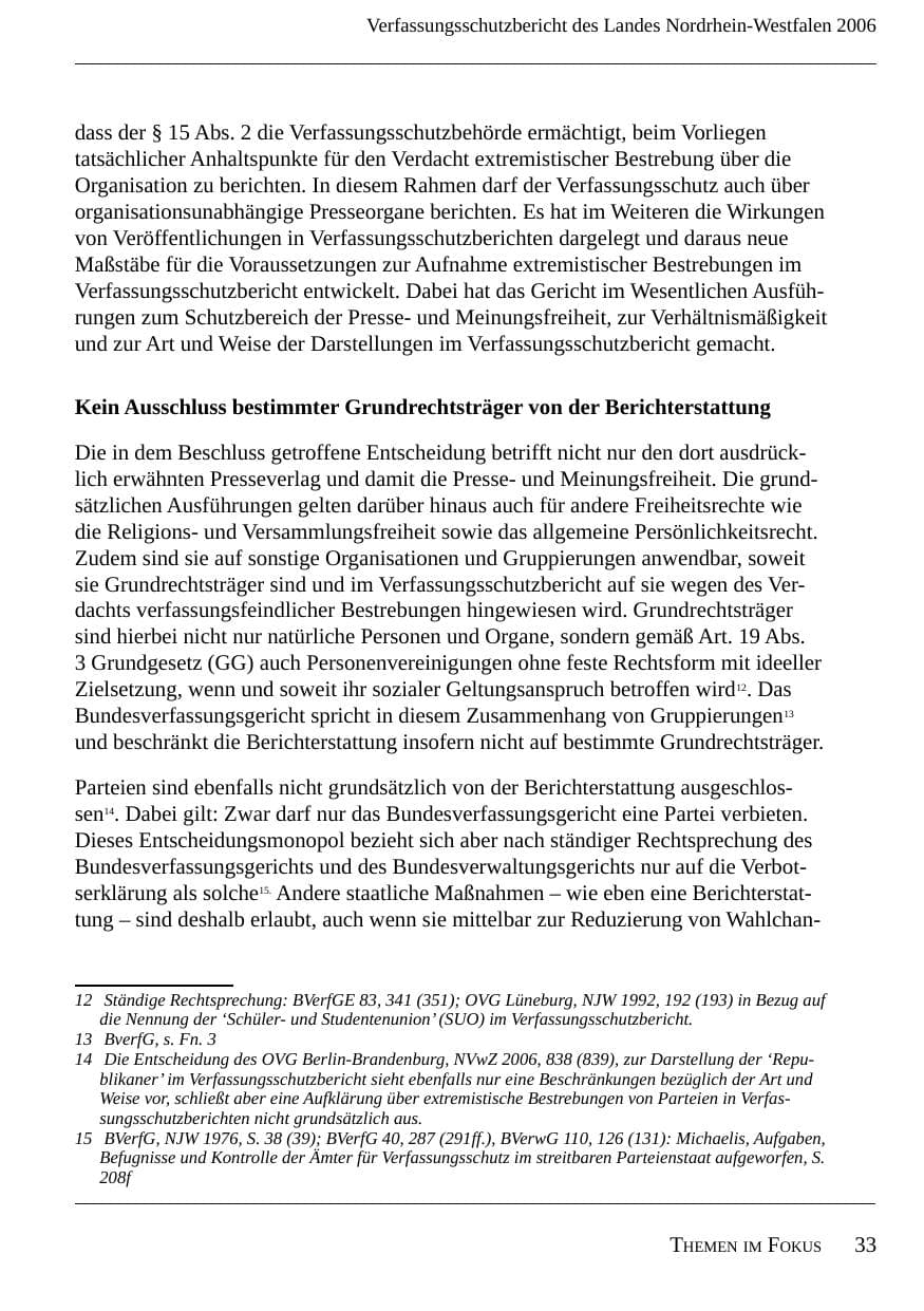 Seite 35 des Verfassungsschutzbericht 2006 Nordrhein-Westfalen