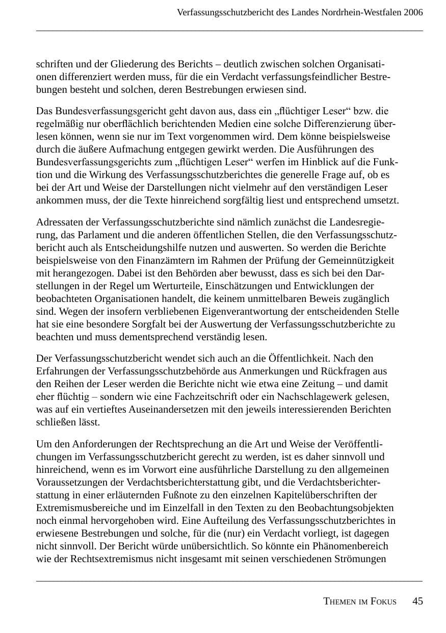 Seite 47 des Verfassungsschutzbericht 2006 Nordrhein-Westfalen