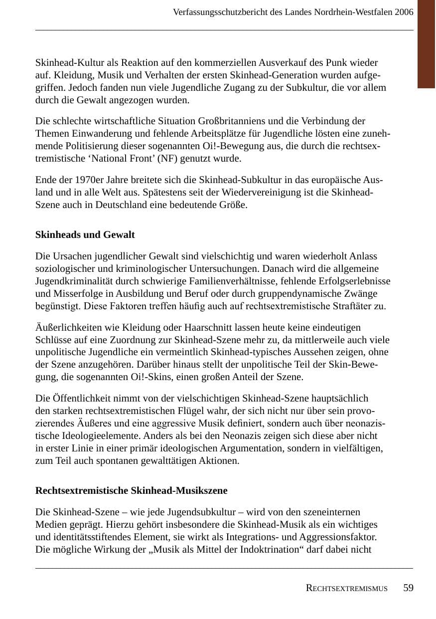 Seite 61 des Verfassungsschutzbericht 2006 Nordrhein-Westfalen