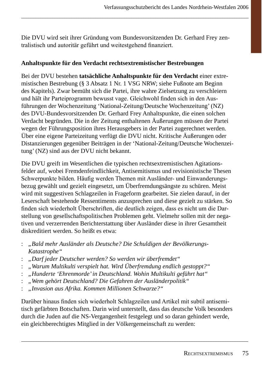 Seite 77 des Verfassungsschutzbericht 2006 Nordrhein-Westfalen