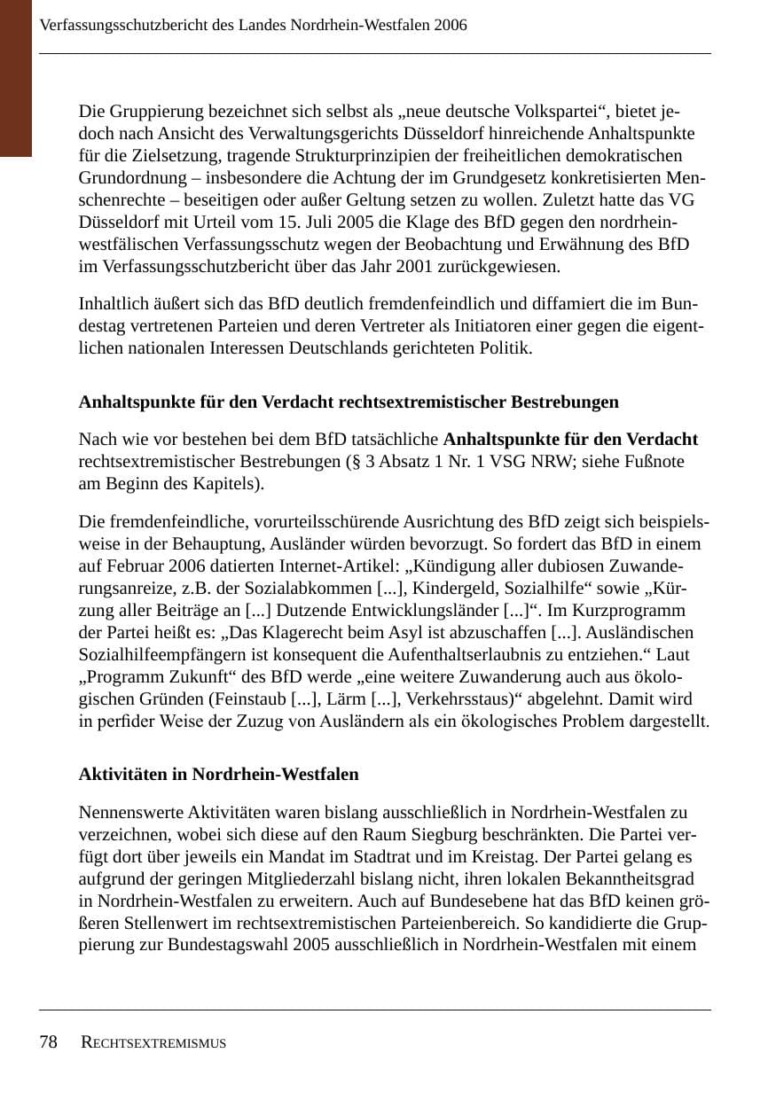 Seite 80 des Verfassungsschutzbericht 2006 Nordrhein-Westfalen