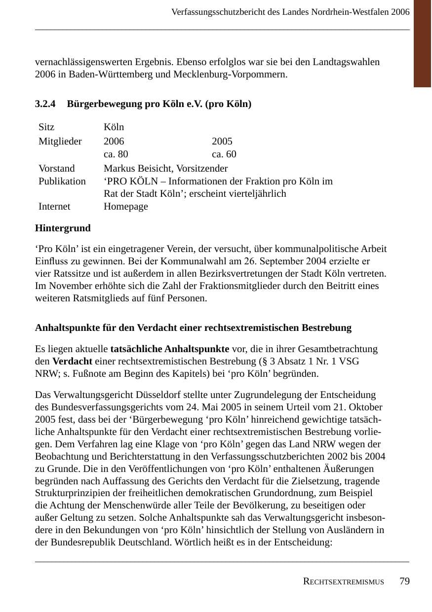 Seite 81 des Verfassungsschutzbericht 2006 Nordrhein-Westfalen
