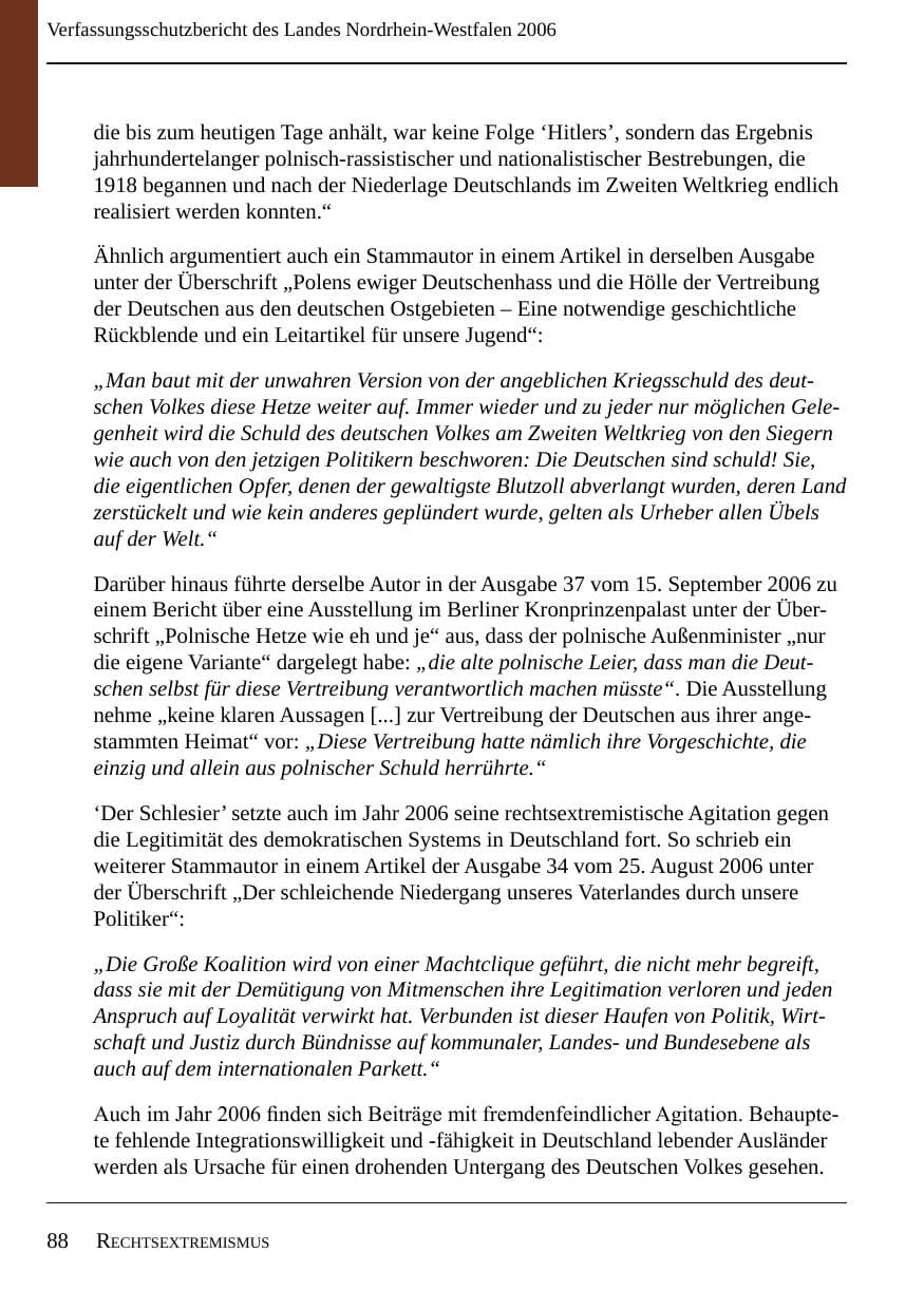 Seite 90 des Verfassungsschutzbericht 2006 Nordrhein-Westfalen