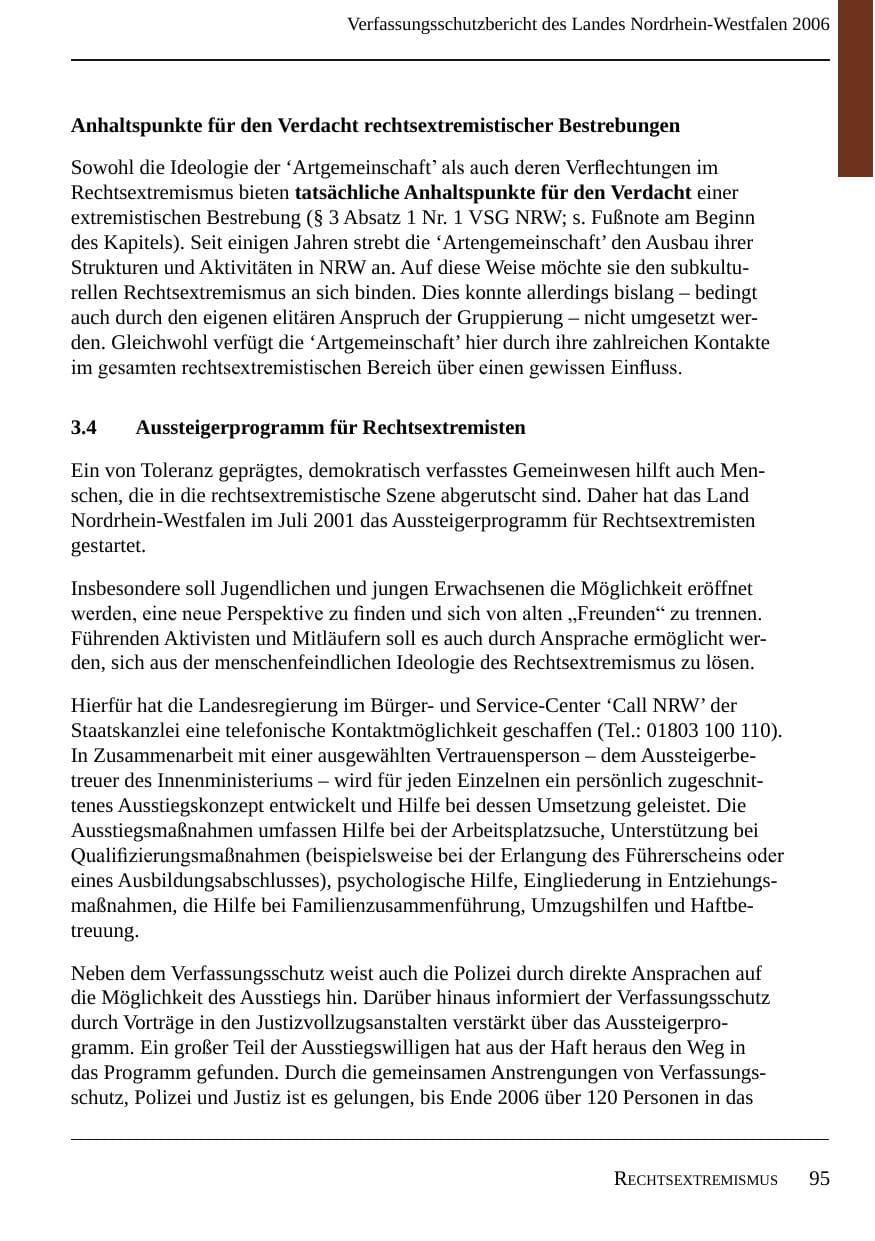 Seite 97 des Verfassungsschutzbericht 2006 Nordrhein-Westfalen