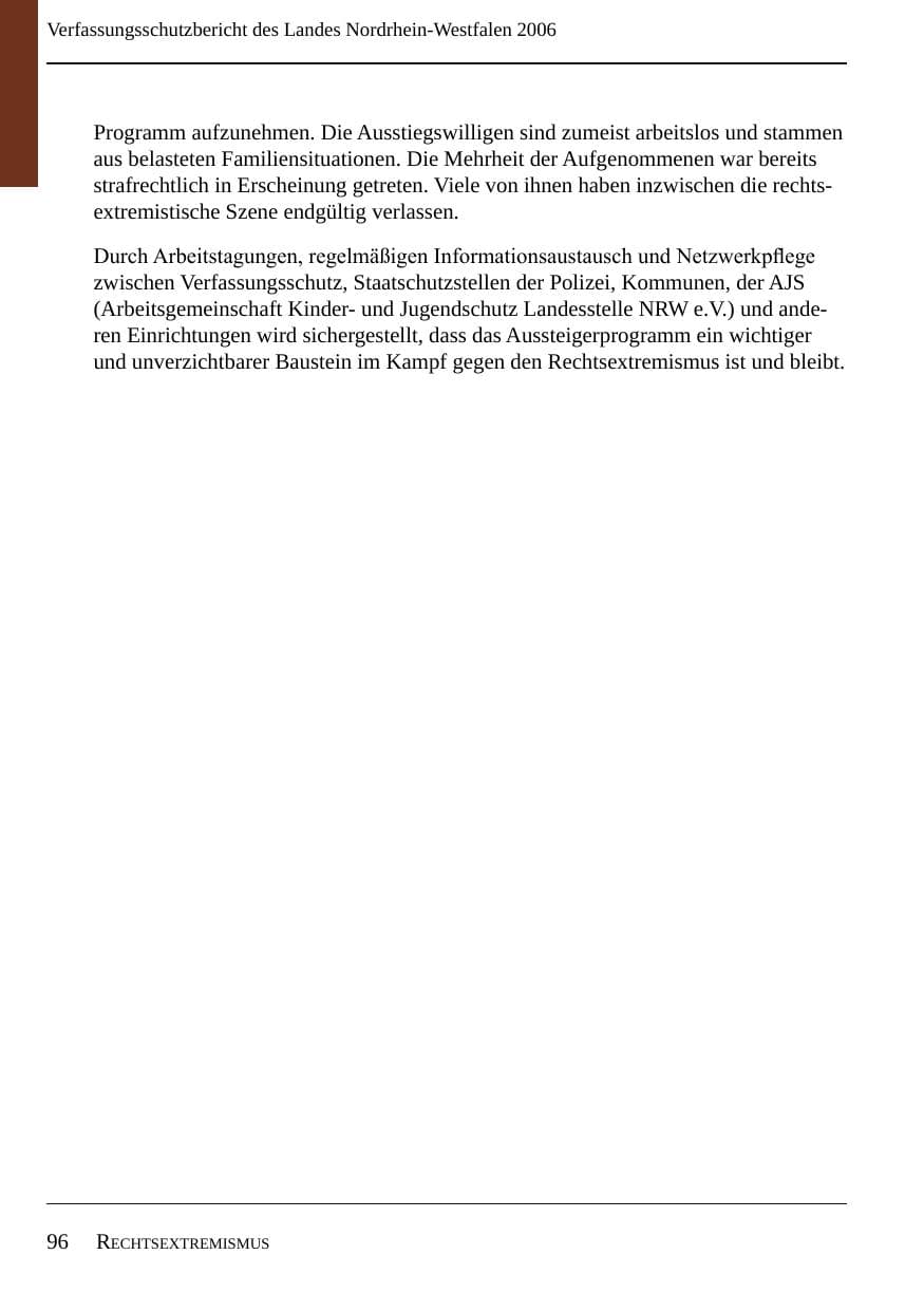 Seite 98 des Verfassungsschutzbericht 2006 Nordrhein-Westfalen