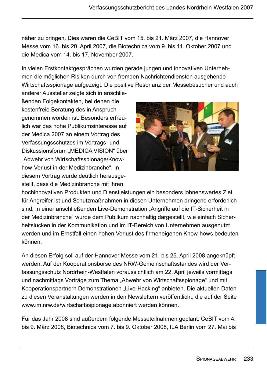 Seite 235 des Verfassungsschutzbericht 2007 Nordrhein-Westfalen