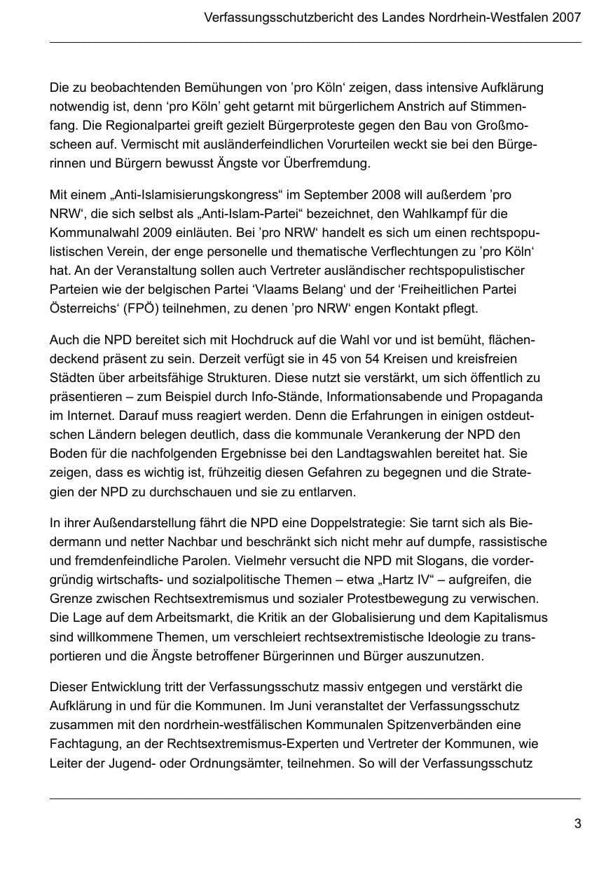 Seite 5 des Verfassungsschutzbericht 2007 Nordrhein-Westfalen