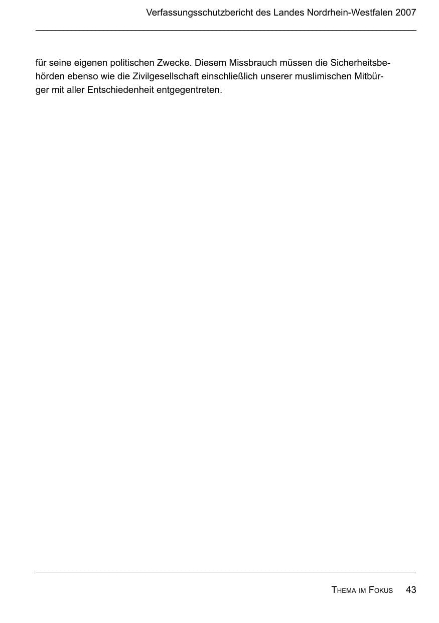Seite 45 des Verfassungsschutzbericht 2007 Nordrhein-Westfalen