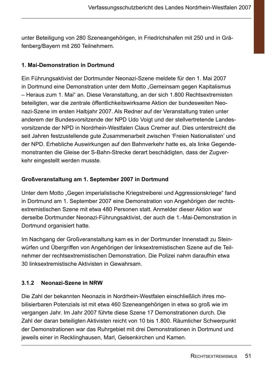 Seite 53 des Verfassungsschutzbericht 2007 Nordrhein-Westfalen