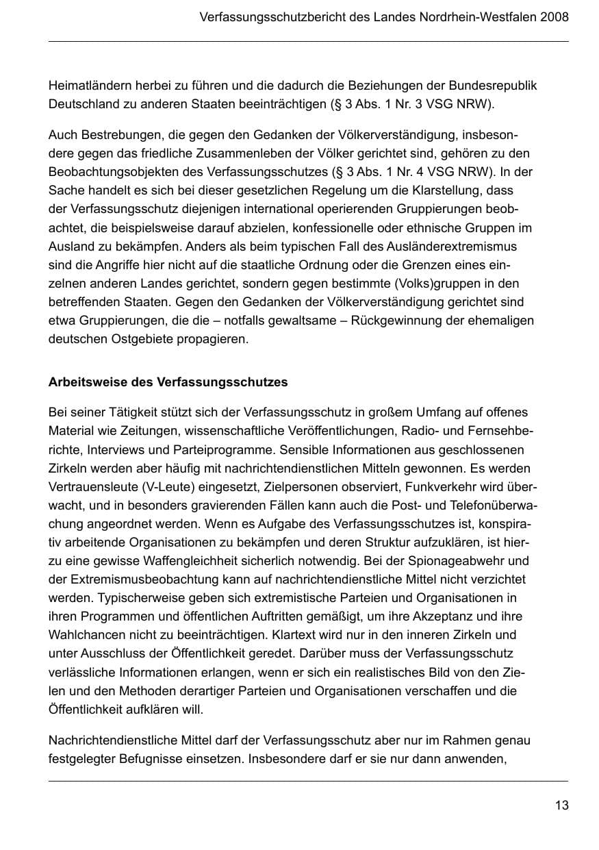 Seite 15 des Verfassungsschutzbericht 2008 Nordrhein-Westfalen