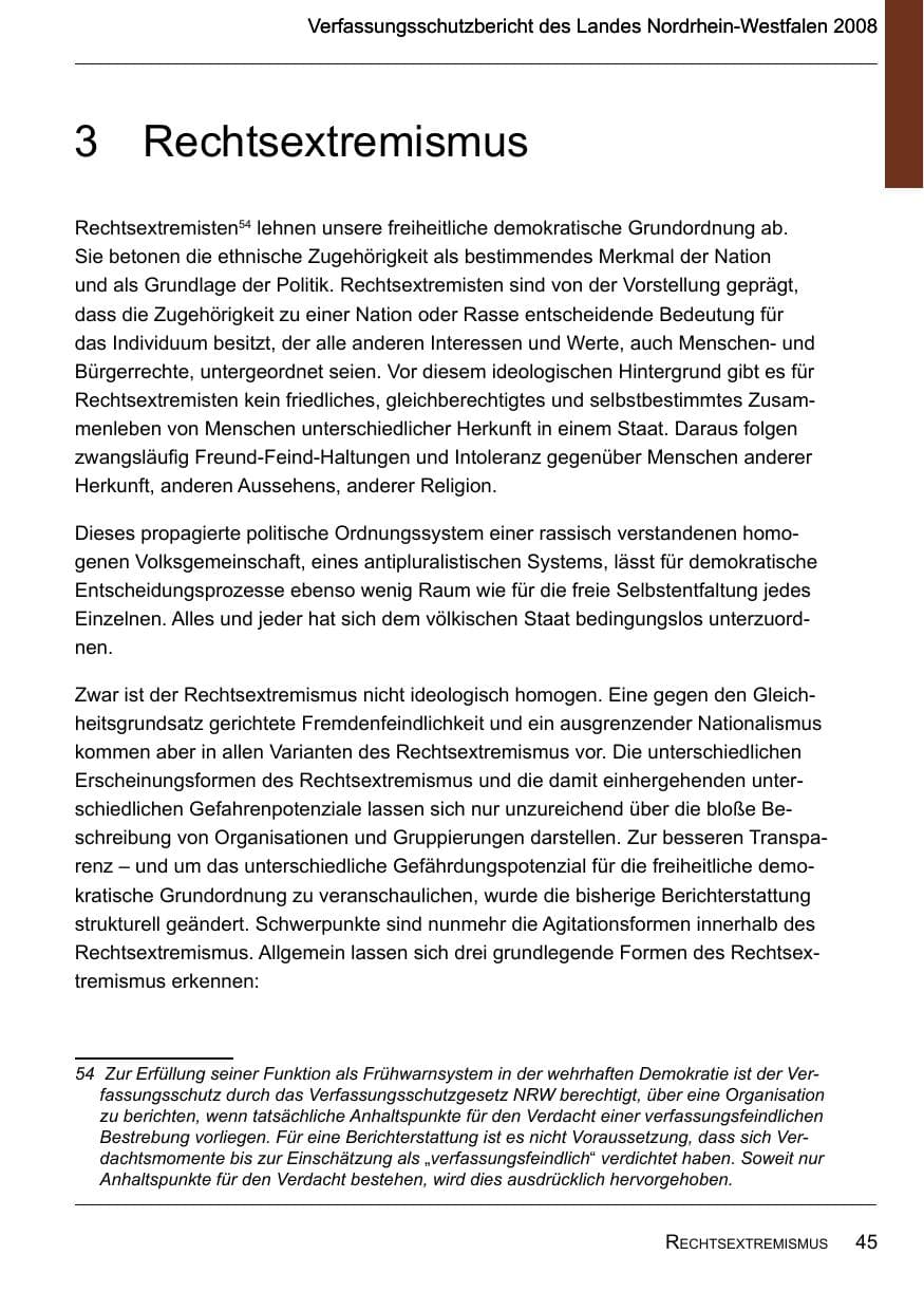 Seite 47 des Verfassungsschutzbericht 2008 Nordrhein-Westfalen