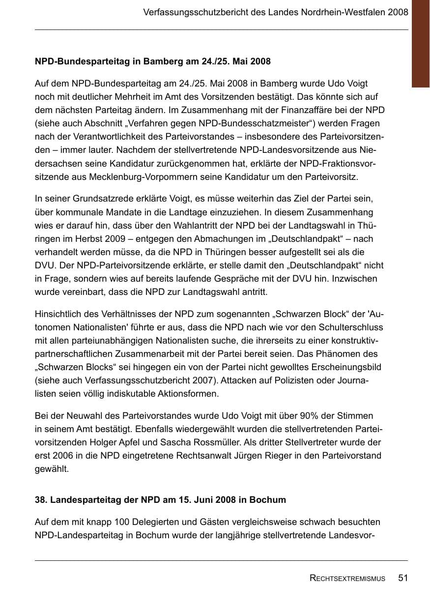 Seite 53 des Verfassungsschutzbericht 2008 Nordrhein-Westfalen